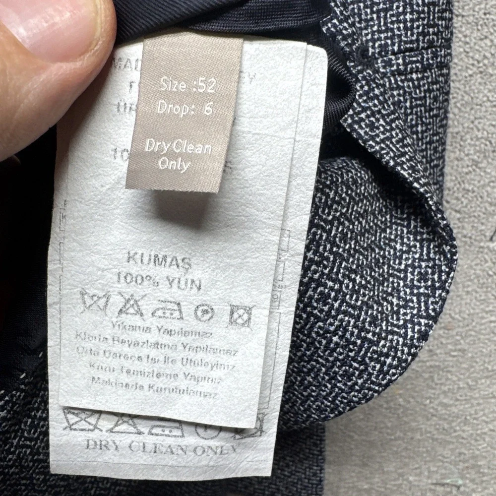 Ramsey Sartoria Guabello Super 110s Wool Blazer Black White Microcheck Men's 42R